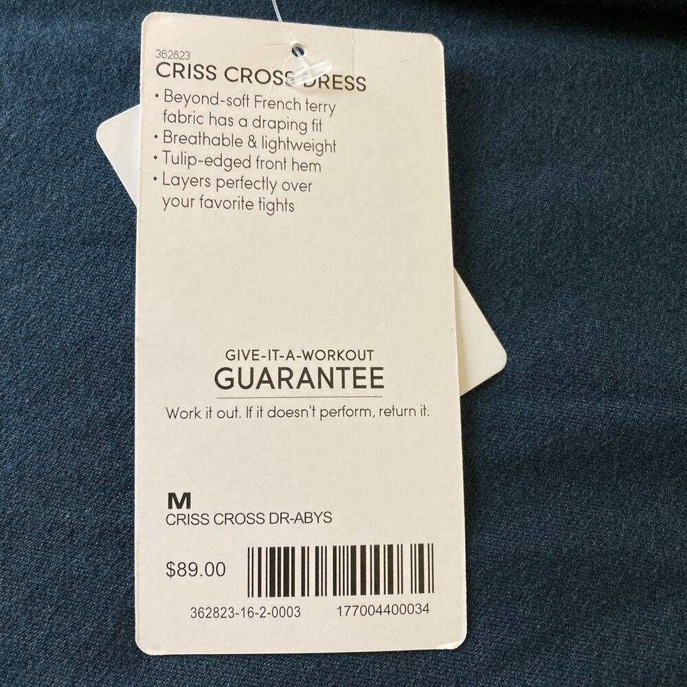 Athleta Criss Cross Sweatshirt Dress Sz M New Navy Cozy Soft Modal Athleisure - Picture 4 of 11